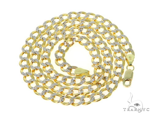 10k Yellow Gold Pave Hollow Curb Link Chain 18 Inches 5mm 57607 - Image 3
