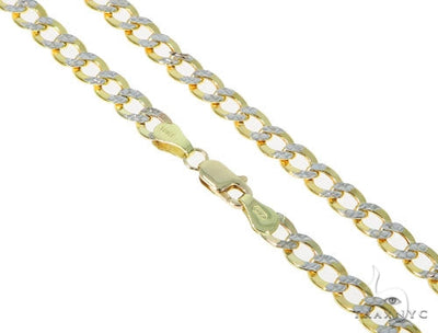 10k Yellow Gold Hollow Pave Curb Link Chain 22 Inches 5mm   57608 - Image 1