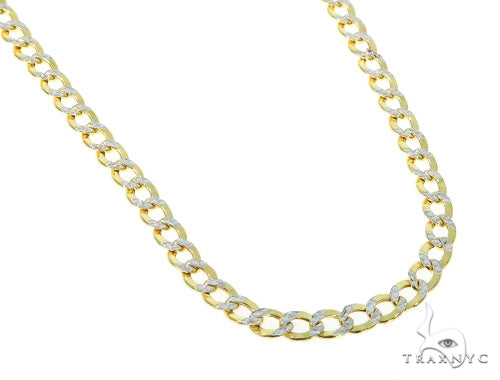 10k Yellow Gold Hollow Pave Curb Link Chain 22 Inches 5mm   57608 - Image 2
