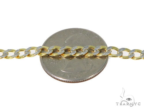 10K Yellow Gold Pave Hollow Curb Link Chain 24 Inches 4.5mm 57613 - Image 3