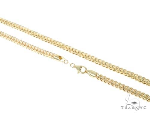 10K yellow gold hollow Franco chain 4mm – close-up of flat faceted links showing link structure