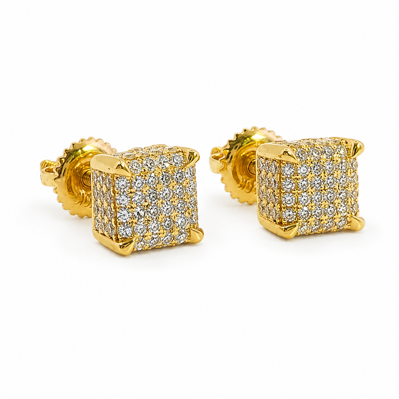 10K Gold Cube Earrings 15558