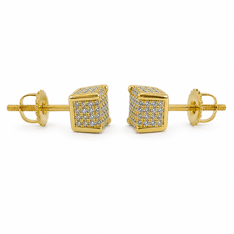 10K Gold Cube Earrings 15558