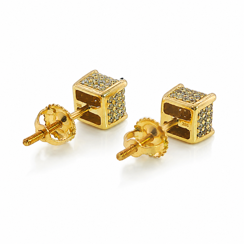 10K Gold Cube Earrings 15558