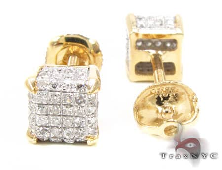 10K Gold Cube Earrings 15558