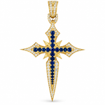 10K Gold Sapphire Cross Pendant