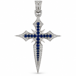 10K Gold Sapphire Cross Pendant, view 2