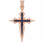 10K Gold Sapphire Cross Pendant, view 3
