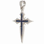 10K Gold Sapphire Cross Pendant, view 4
