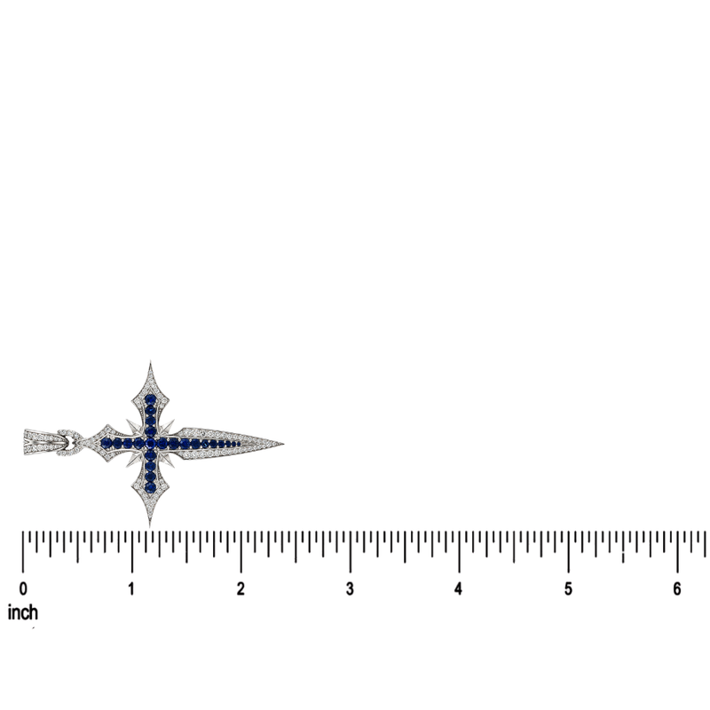 10K Gold Sapphire Cross Pendant, view 8