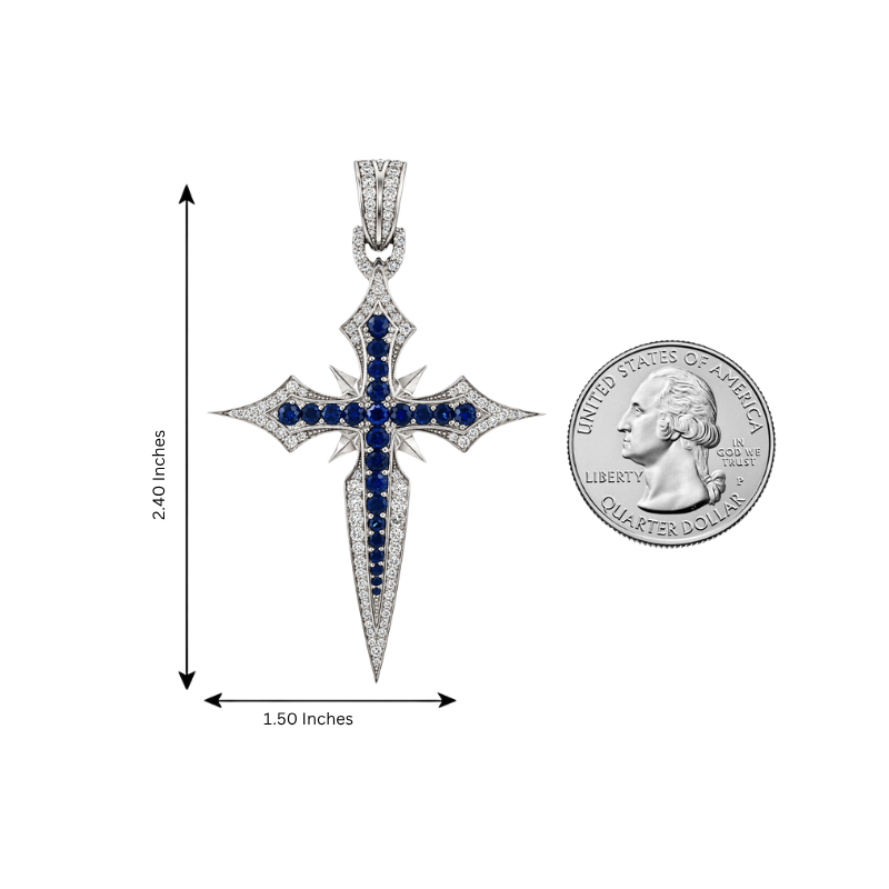 10K Gold Sapphire Cross Pendant, view 9