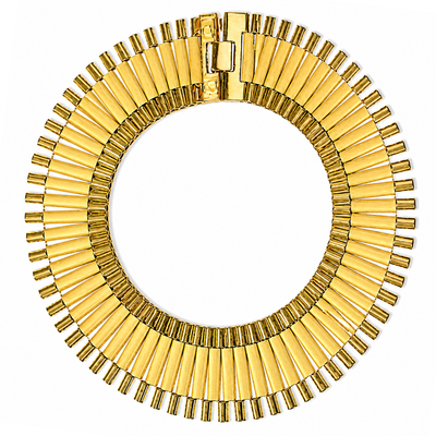 10K yellow gold presidential link necklace with wide polished bar links and box clasp

