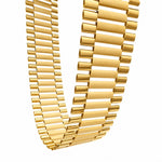 10K yellow gold presidential link necklace with wide polished bar links and box clasp


