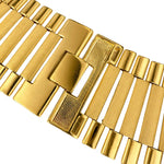 10K yellow gold presidential link necklace with wide polished bar links and box clasp

