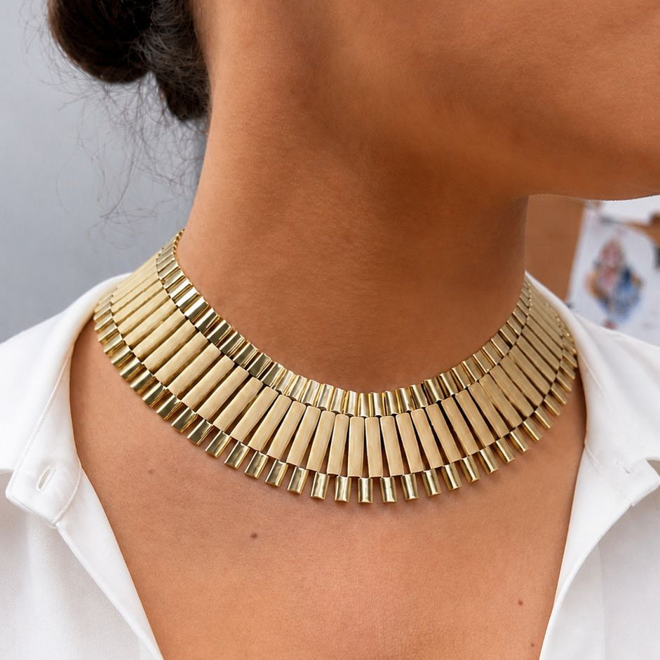 10K Yellow Gold Presidential Link Necklace 71331 | TraxNYC