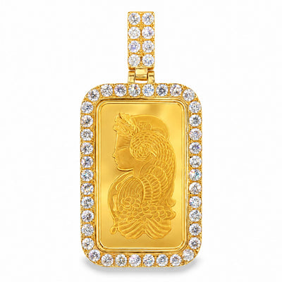 10 Gram 24K Gold Pamp Suisse Bar Diamond Pendant