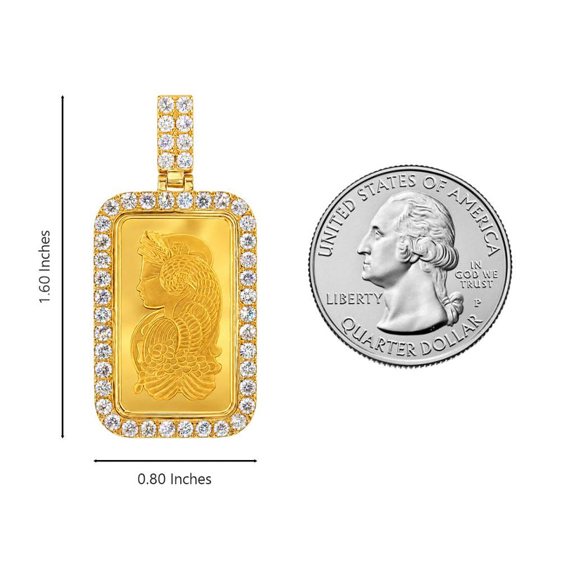 10 Gram 24K Gold Pamp Suisse Bar Diamond Pendant, view 8