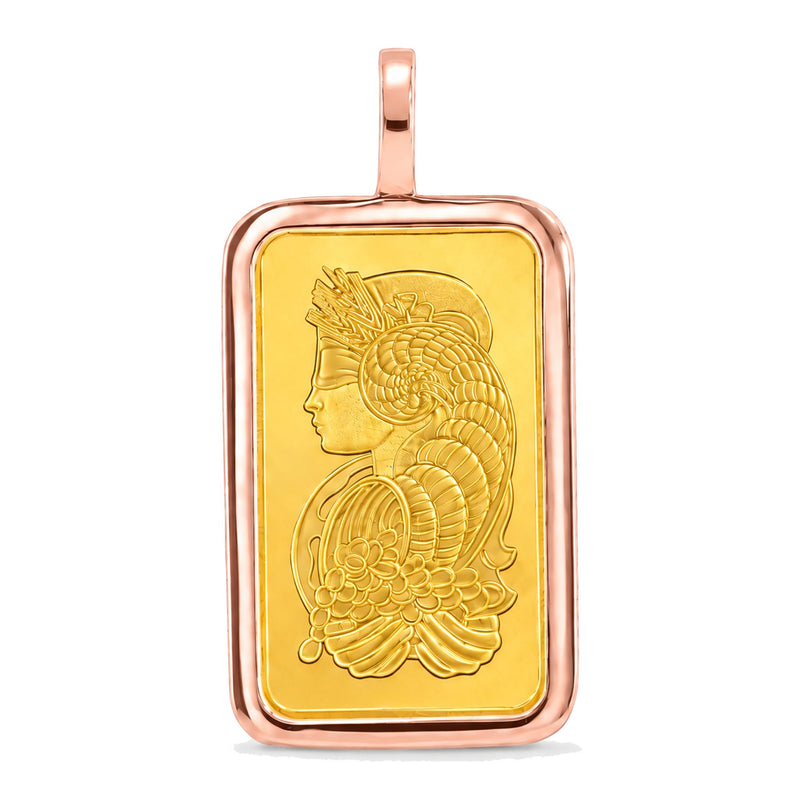 10 Gram 24K Gold Pamp Suisse Bar Sleek Frame Pendant 71925 - TRAX2
