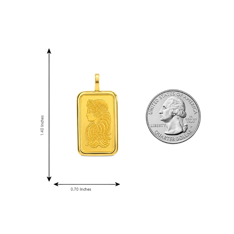 10 Gram 24K Gold Pamp Suisse Bar Sleek Frame Pendant 71925 - TRAX7