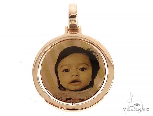 10k Rose Gold 1 Inch Rotating Photo Pendant 65095 - Image 3