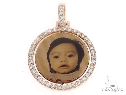 10k Rose Gold 1 Inch Rotating Photo Pendant 65095 - Image 6