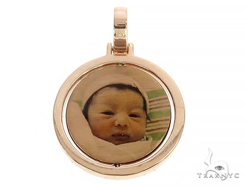 10k Rose Gold 1 Inch Rotating Photo Pendant 65095 - Image 7