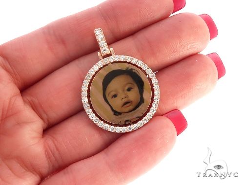 10k Rose Gold 1 Inch Rotating Photo Pendant 65095 - Image 8