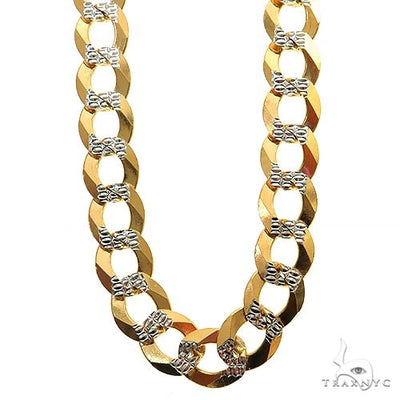 10k Solid Two-Tone Curb Link Chain 9.5mm 22 Inches 69971 - Image 1