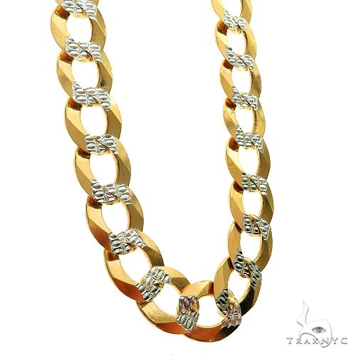 10k Solid Two-Tone Curb Link Chain 9.5mm 22 Inches 69971 - Image 2