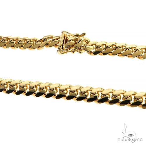24-inch 7mm 10k solid yellow gold Miami Cuban chain necklace with polished links