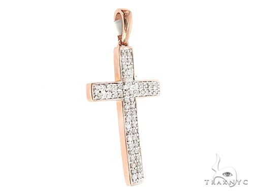 10K white gold cross pendant encrusted with small sparkling diamonds
