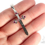 10k White Gold Black Diamond And Ruby Sword Pendant 65104 - Image 5