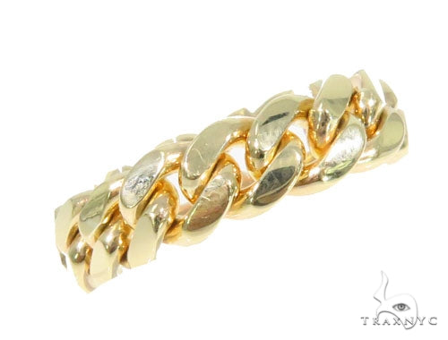 Men's 10k gold Miami Cuban link ring, 6.5mm wide, high-polish interlocking oval links – front angle