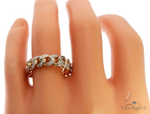10k Yellow Gold Diamond Miami Cuban Ring 64676 - Image 6