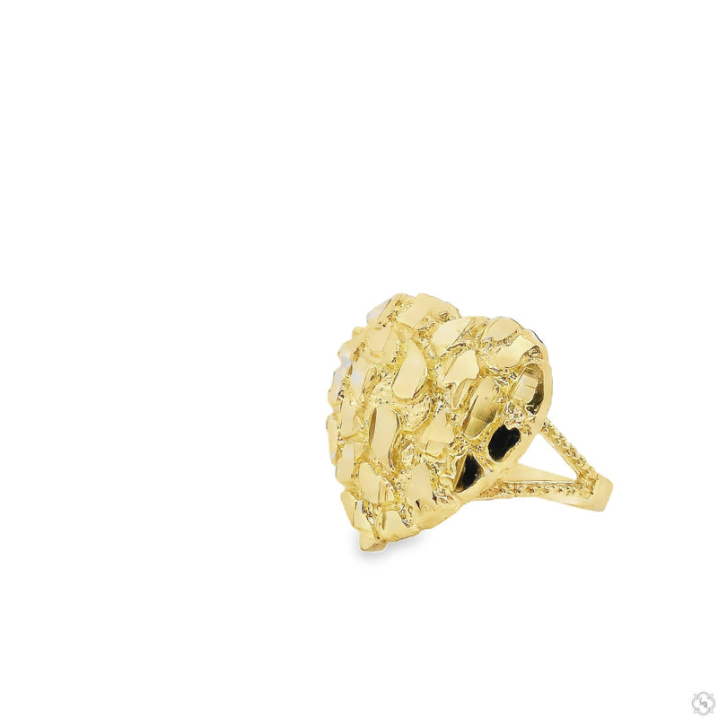 10k Yellow Gold Lady's Big Heart-Shaped Nugget-Style Statement Ring 70190 - Image 2