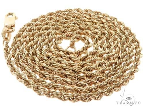 10k Yellow Gold Solid Rope Link Chain 2.9mm 22 Inches 70546 | TraxNYC