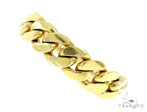 10k yellow gold 8mm Miami Cuban link ring with polished finish for men