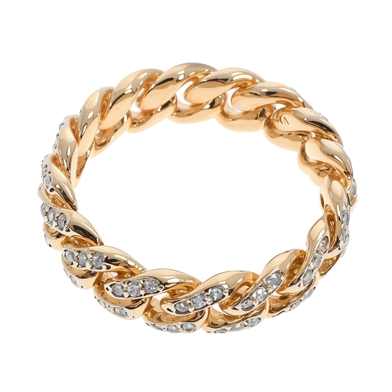 10k Yellow Gold Diamond Miami Cuban Ring 64676