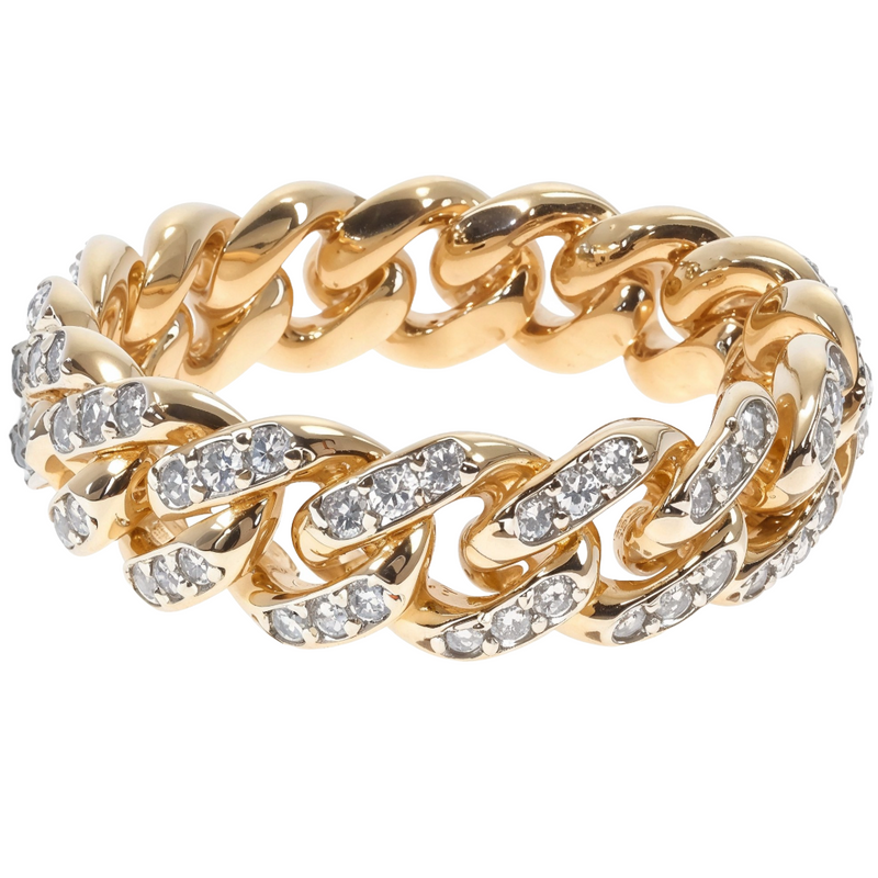 10k Yellow Gold Diamond Miami Cuban Ring 64676