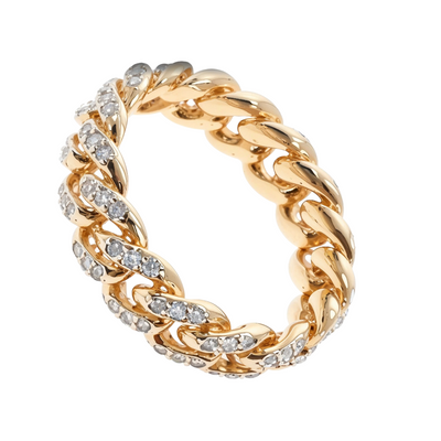 10k Yellow Gold Diamond Miami Cuban Ring 64676