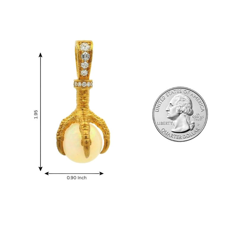 14k Gold Eagle Claw Opal Pendant 70966 | TraxNYC