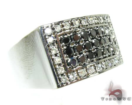 14K Gold Black Diamond 5 Row Prong Ring, photo 3 of 8