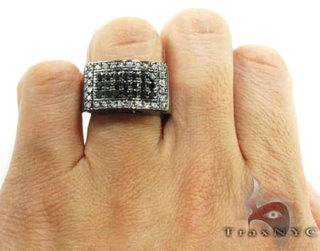 14K Gold Black Diamond 5 Row Prong Ring, photo 7 of 8