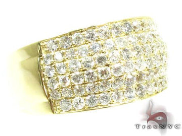 Wide yellow gold men's Parker ring with rows of pave-set round diamonds
