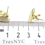 Yellow gold square men's earrings with pavé-set diamonds.