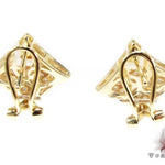 Yellow gold square men's earrings with pavé-set diamonds.