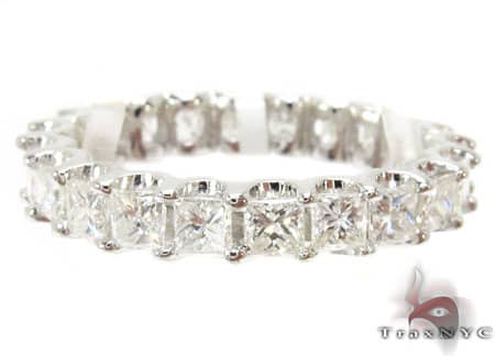 White gold eternity band with princess-cut diamonds set all the way around