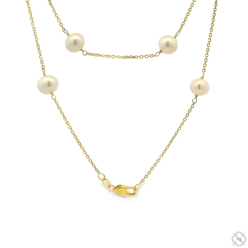 14K Gold 12 Pearl Chain Necklace, photo 3 of 5