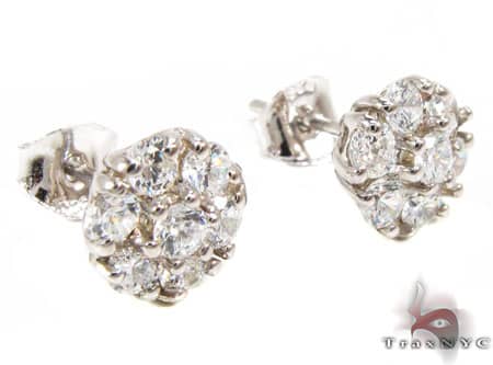 White Diamond Cluster Earrings 12513 - Image 2