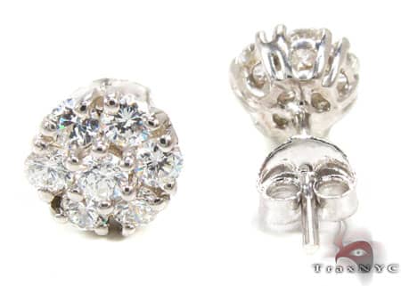 White Diamond Cluster Earrings 12513 - Image 3